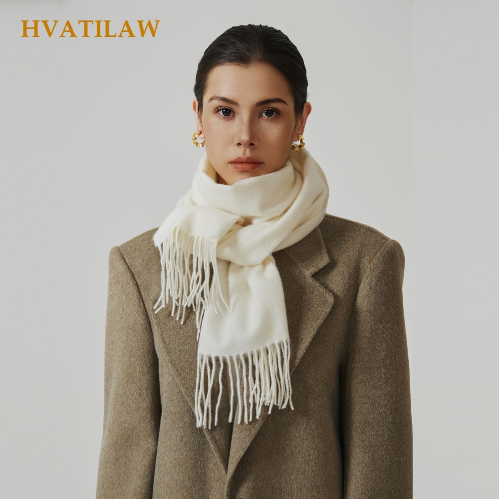 Wool Scarf Men - 2026年 100%ウール無地スカーフ 男女兼用 冬用 暖かく柔らかく快適な厚手ショール パシュミナ