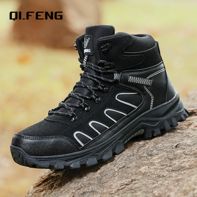Waterproof Winter Boot - 新しいメンズ特大ハイカットブーツ冬の防寒暖かいスノーブーツ屋外滑り止め耐摩耗性登山靴