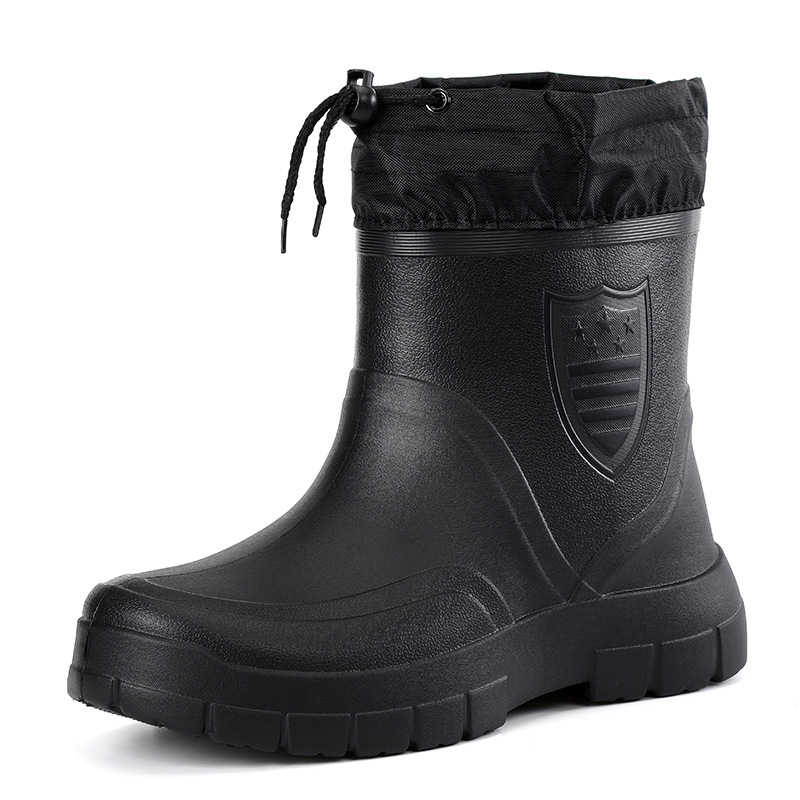 Waterproof Winter Boot - 多用途メンズレインブーツ防水屋外軽量靴ベルベットファッションショートブーツカジュアル快適男性ウォーターシューズ 2025