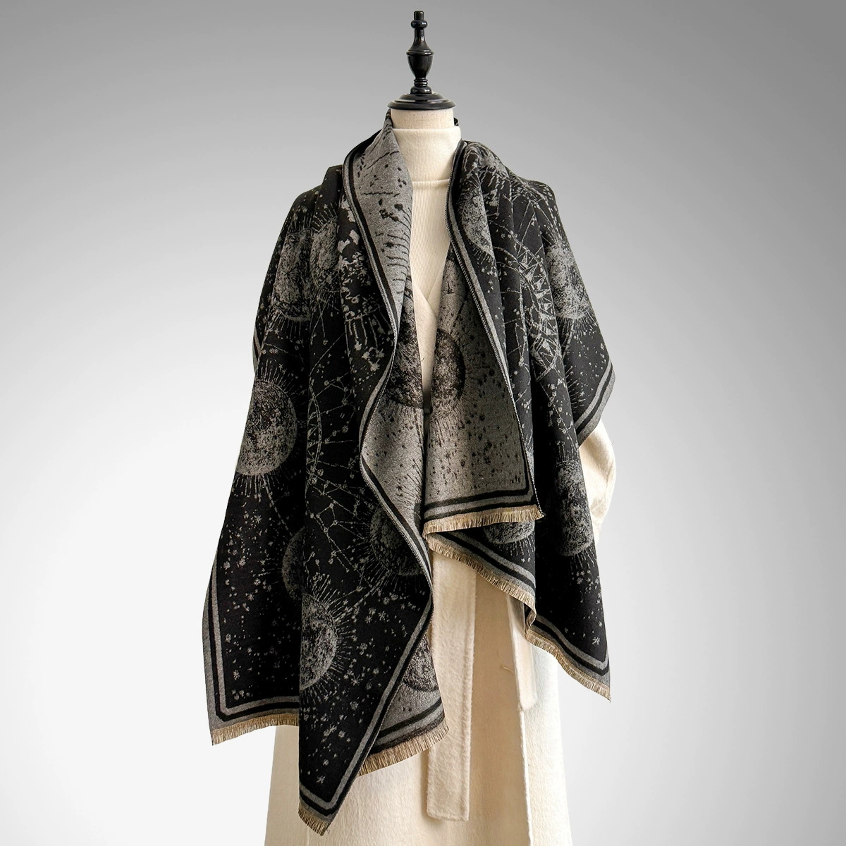 Cashmere Pashmina Wrap - 高級レディース冬厚手ラップショール高品質両面模造カシミヤジャカードスカーフレディースブランドデザインパシュミナ