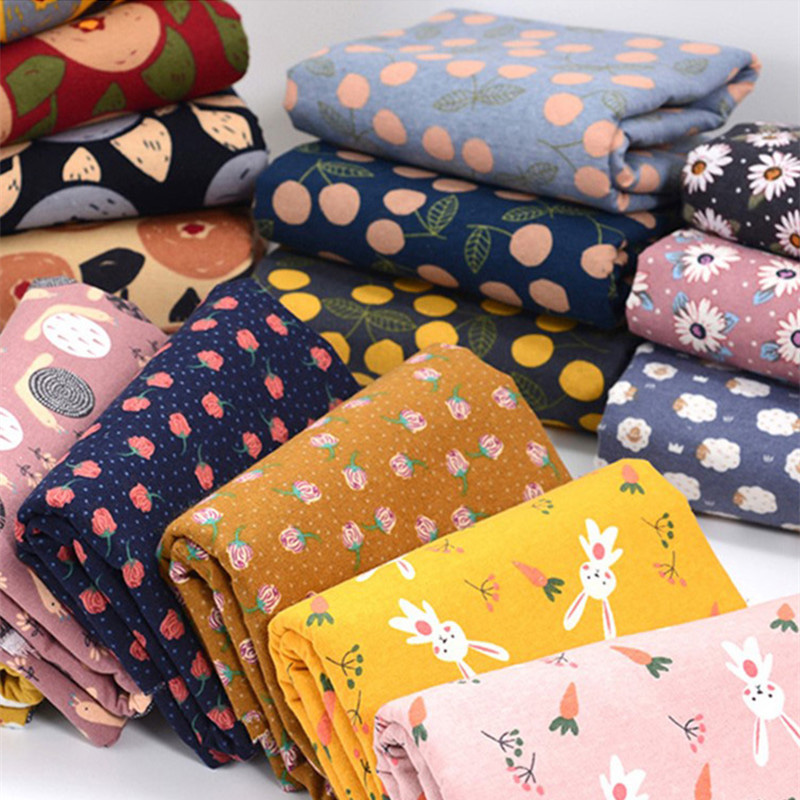 ハーフメートル赤ちゃんのフランネル生地漫画フラワープリント綿 - Flannel Shirt Lined のレビューと価格