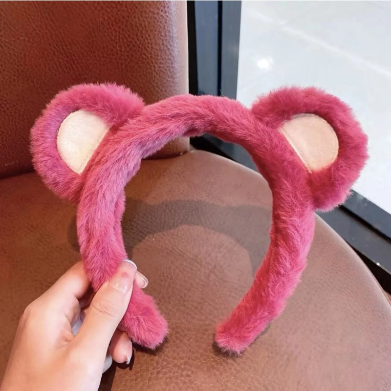 1-5個入り かわいいイチゴ柄のクマのぬいぐるみヘアフープ  - Winter Headband Fleece のレビューと価格
