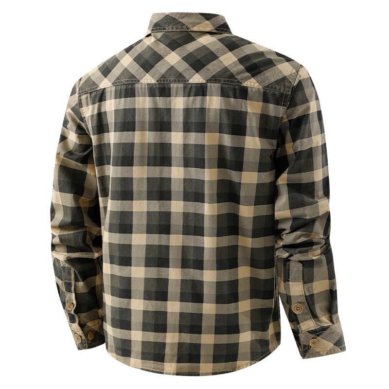 メンズ レトロ ワークウェア チェック柄シャツ 純綿 マルチ - Flannel Shirt Lined のレビューと価格