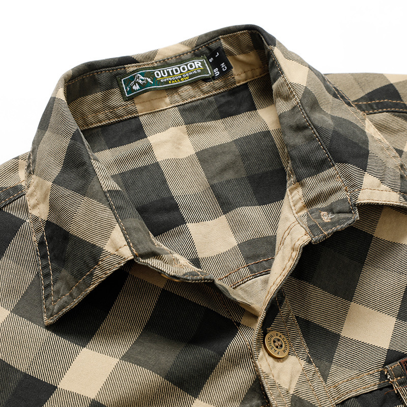 メンズ レトロ ワークウェア チェック柄シャツ 純綿 マルチ - Flannel Shirt Lined のレビューと価格