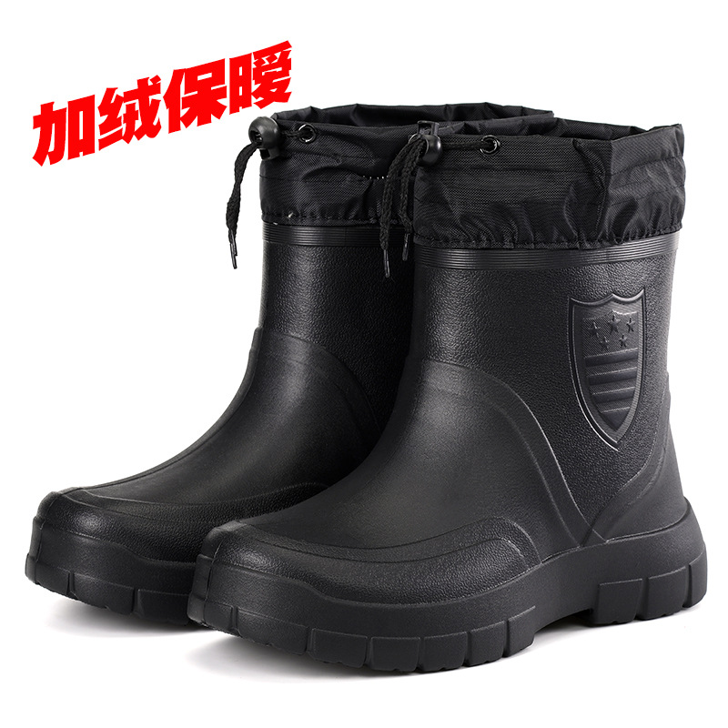 多用途メンズレインブーツ防水屋外軽量靴ベルベットファッション - Waterproof Winter Boot のレビューと価格