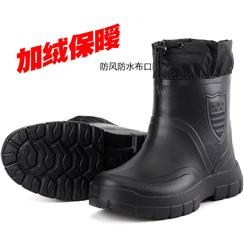 多用途メンズレインブーツ防水屋外軽量靴ベルベットファッション - Waterproof Winter Boot のレビューと価格